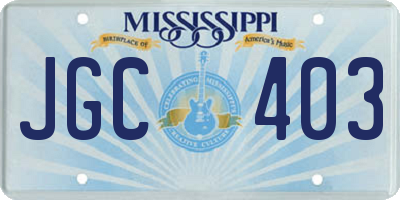 MS license plate JGC403