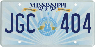 MS license plate JGC404