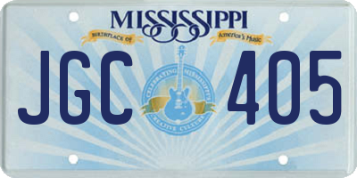 MS license plate JGC405