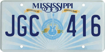 MS license plate JGC416