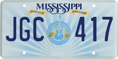MS license plate JGC417