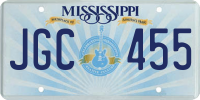 MS license plate JGC455