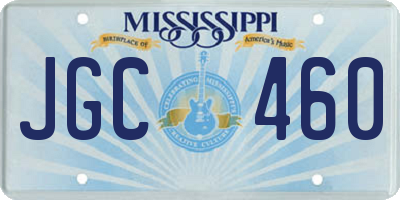 MS license plate JGC460