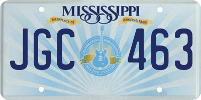 MS license plate JGC463