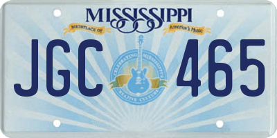 MS license plate JGC465