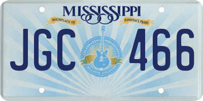 MS license plate JGC466