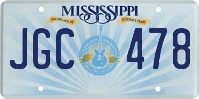 MS license plate JGC478