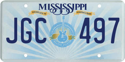 MS license plate JGC497