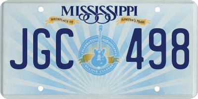 MS license plate JGC498