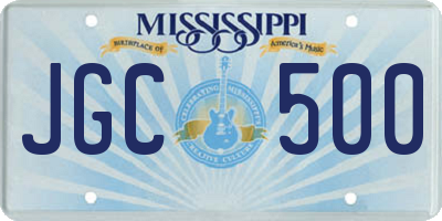 MS license plate JGC500