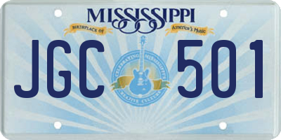 MS license plate JGC501