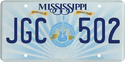 MS license plate JGC502