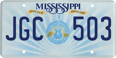 MS license plate JGC503
