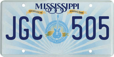 MS license plate JGC505