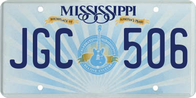MS license plate JGC506