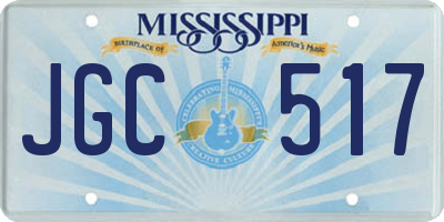 MS license plate JGC517