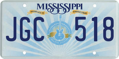 MS license plate JGC518