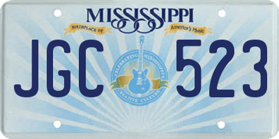 MS license plate JGC523