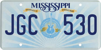 MS license plate JGC530