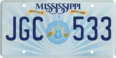 MS license plate JGC533