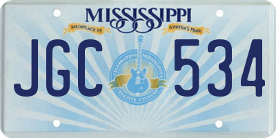 MS license plate JGC534