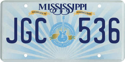 MS license plate JGC536