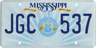 MS license plate JGC537