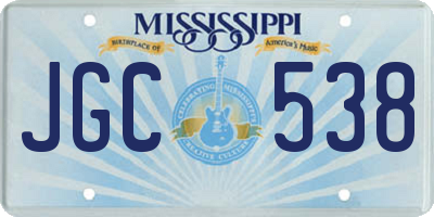 MS license plate JGC538