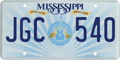 MS license plate JGC540