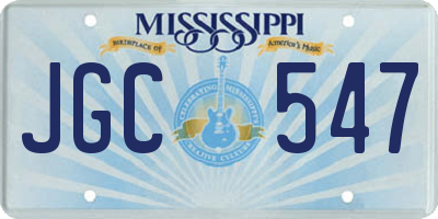 MS license plate JGC547
