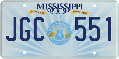 MS license plate JGC551