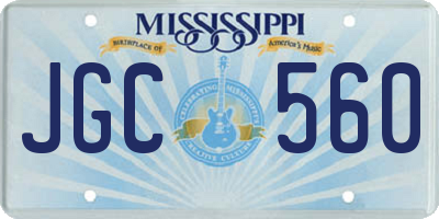 MS license plate JGC560
