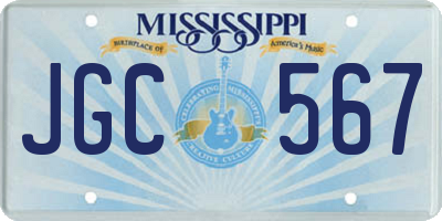 MS license plate JGC567