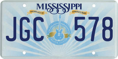 MS license plate JGC578