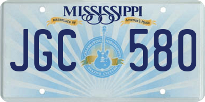 MS license plate JGC580