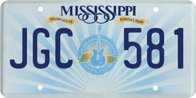 MS license plate JGC581