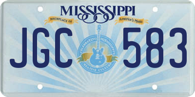MS license plate JGC583
