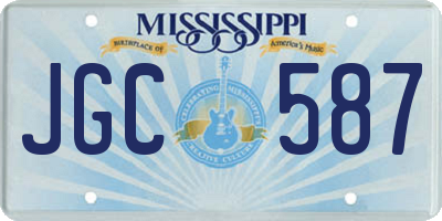 MS license plate JGC587
