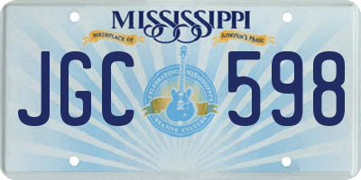 MS license plate JGC598