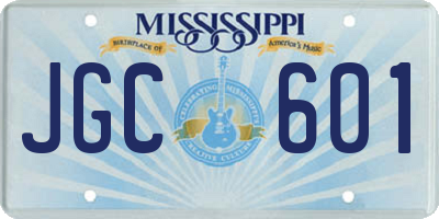 MS license plate JGC601