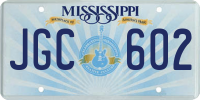 MS license plate JGC602