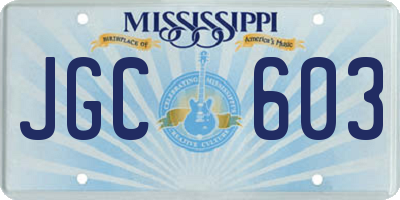 MS license plate JGC603