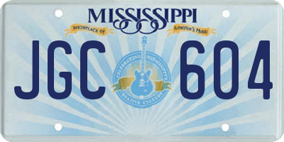 MS license plate JGC604
