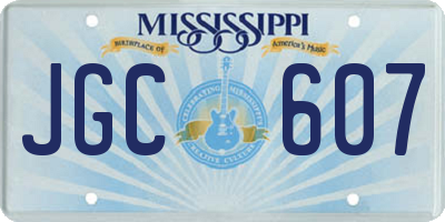 MS license plate JGC607