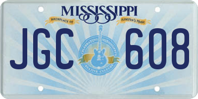 MS license plate JGC608