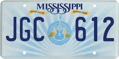 MS license plate JGC612