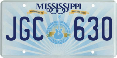 MS license plate JGC630