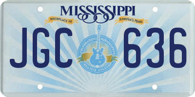 MS license plate JGC636