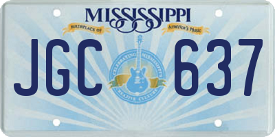 MS license plate JGC637