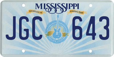 MS license plate JGC643